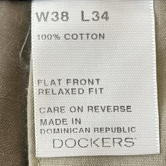 Dockers Men's Relaxed Fit Tan Pants Size 38x34 Flat Front Cotton - Picture 8 of 11